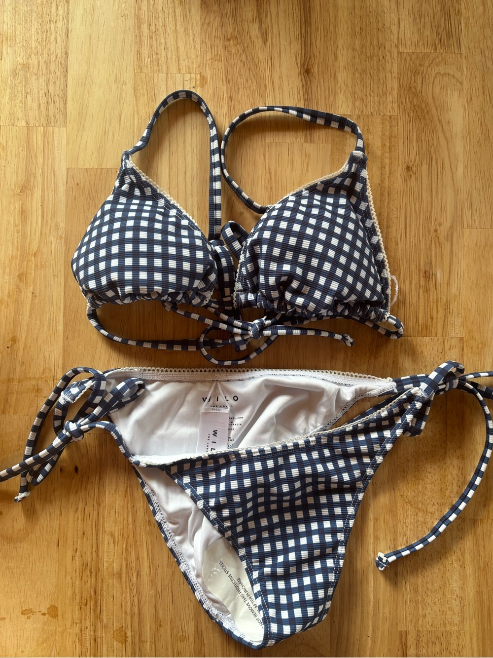 WILO Checkered Blue and White Bikini Set